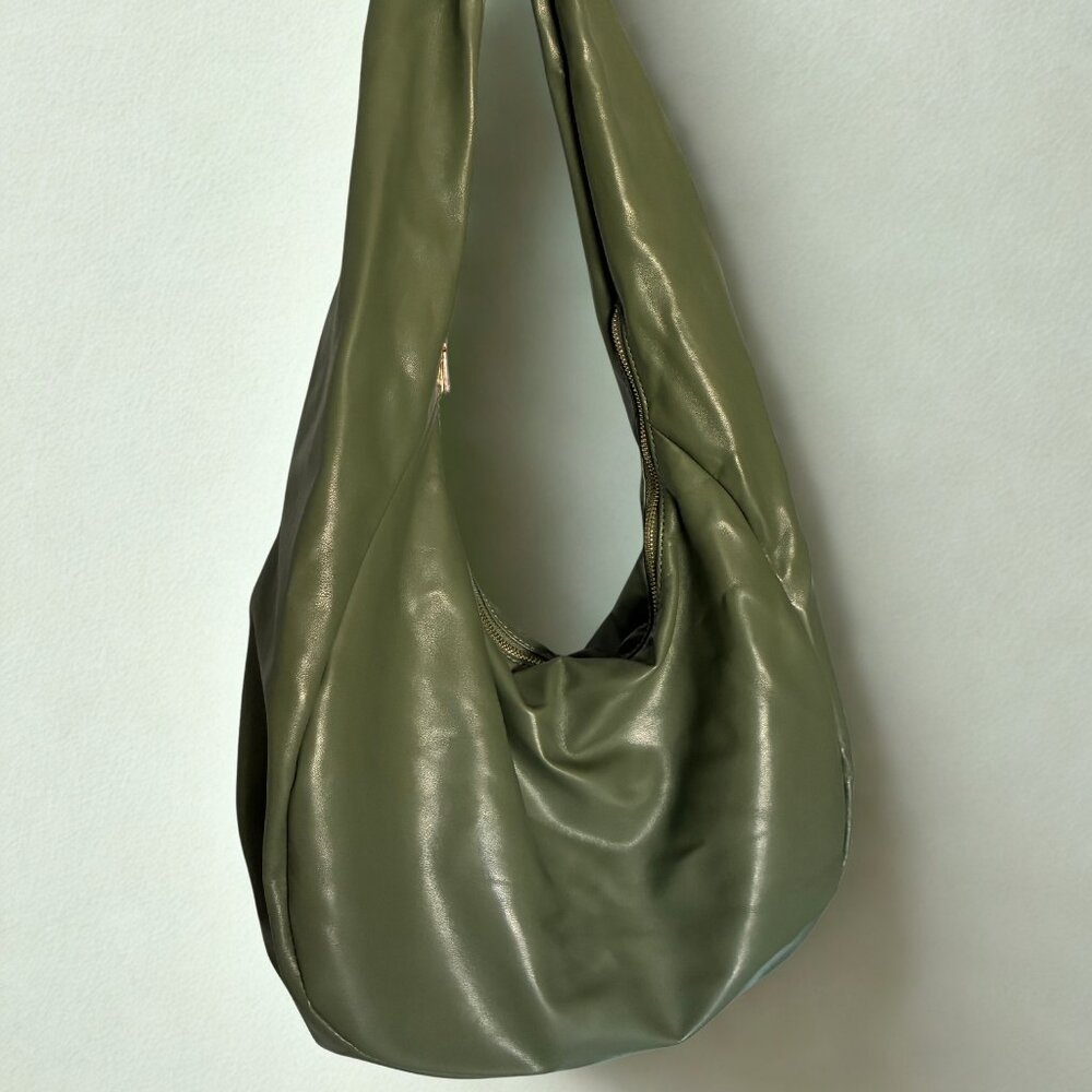 By Anthropologie Green Vegan Leather Slouchy Hobo Bag